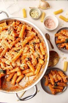 the pasta dish is ready to be cooked in the pot and served with other ingredients