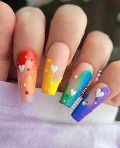 Rainbow Nails Design, Rainbow Nail Art, Fancy Nails Designs, Dope Nail Designs, Doing Nothing, Kawaii Nails, Rainbow Nails, Neon Nails, Nail Art Ideas