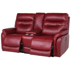 the reclining loveseat has two seats with cup holders on each arm and one end