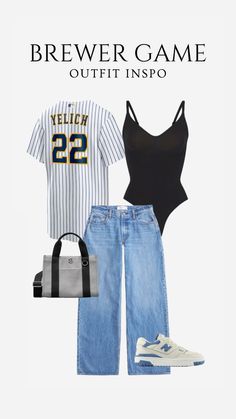 baseball game outfit, summer fashion, mlb, brewers Mlb Wife Outfits, San Diego Padres Outfit Women, Baseball Game Outfit Women, Mlb Wife, 90s Photos, Baseball Game Outfit, College Gameday Outfits, Gameday Outfits