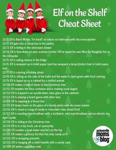 the elf on the shelf sheet with instructions for how to put them in christmas hats