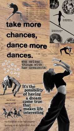 an advertisement for dance is shown in black and white