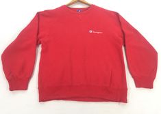 PURCHASE 4 ITEM FREE SHIPPING PURCHASE 4 ITEM FREE SHIPPING PURCHASE 4 ITEM FREE SHIPPINGVintage Champion Red Sweatshirt Champion Made in Usa Champion Crewneck Pullover Sweater Sportswear Size S  SIZE ON TAG : M FIT TO S TAG :  CHAMPION  CONDITION:GOOD CONDITION.PLEASE REFER PHOTO FOR MORE DETAILS. PIT TO PIT: 20 INCH LENGTH: 25 INCH SLEEVE : 22 INCH MATERIALS: COTTON  AND POLYESTER  IMPORTANT   I AM THE POSSIBILITY OF HUMAN COMMON FORGET SOMETHING TOLD THERE. WE TRY TO TELL ABOUT THE ITEM OF DE Retro Red Top With Ribbed Cuffs, Vintage Red Crew Sweatshirt, Red Vintage Crew Sweatshirt, Vintage Red Crew Neck Tops, Vintage Red Tops With Ribbed Cuffs, Vintage Red Top With Ribbed Cuffs, Classic Red Crew Neck Sweatshirt, Vintage Red Sweatshirt For Sports, Red Vintage Sweatshirt For Sports