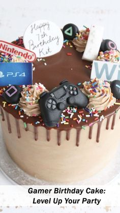 a birthday cake with video game controllers on it