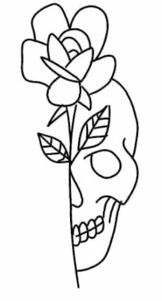 a skull with a flower in its mouth