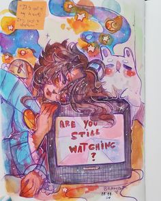 a drawing of a girl watching tv with her head in her hands and the caption are you afraid to watch?