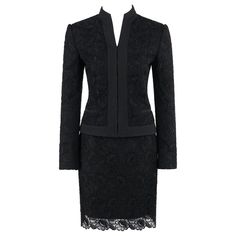 ALEXANDER McQUEEN Pre-Fall 2006 Black Two Piece Lace Jacket Skirt Suit Set Brand / Manufacturer: Alexander McQueen Collection: Pre Fall 2006 Designer: Alexander McQueen Style: Jacket Skirt Suit Set Color(s): Shades of black Lined: Yes Marked Fabric Content: Jacket: "100% cotton" Unmarked Fabric Content (feel of): Jacket: lace (overlay), metal (hardware) Skirt: cotton (primary fabric), lace (overlay), satin (waistband) Additional Details / Inclusions: Alexander McQueen pre-fall 2006 jacket skirt Alexander Mcqueen Collection, Black Two Piece, Skirt Suit Set, Lace Jacket, Suit Set, Shades Of Black, Pre Fall, Skirt Suit, Lace Overlay