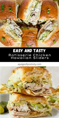 sandwiches stacked on top of each other with the words easy and tasty