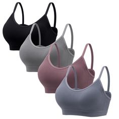 PRICES MAY VARY. Delicate Design - Angelhood seamless ribbed everyday bralettes are designed with removable pads and spaghetti straps, insert pads can support your breast, and you can remove or insert the pads on your demands, strengthen straps can hold your breast. Comfortable Material - Angelhood seamless ribbed everyday bralettes are made of premium material, composition are 90% nylon and 10% spandex, soft while strechy, the bralettes will bring you comfortable experience while sleeping or do Wirefree Bras, Meeting Women, Cami Bra, Sleep Bra, Lounge Bra, Lounge Lingerie, Seamless Bra, Womens Bras, Bustier Top