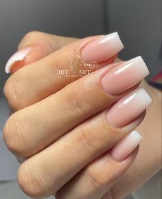 French Nail Fade, French Fade Square Nails, Wedding Nails French Tip Square, Pink Ombré French Nails, Frosted French Tip Nails, Ombre Short Nails Acrylic, Short Classy Nails Acrylic Square, Classy Nails Square, Neutral Square Nails