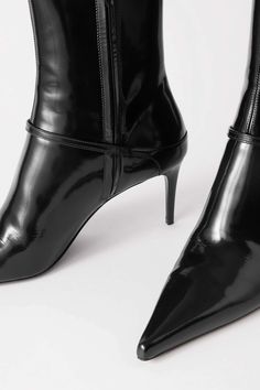 SAINT LAURENT Vendome buckled glossed-leather ankle boots | NET-A-PORTER Luxury Patent Leather Boots For Formal Occasions, Luxury Fitted Ankle-high Heeled Boots, Classic Patent Leather Pointed Toe Boots, Classic Evening Ankle-high Heeled Boots, Classic Ankle-high Heeled Boots For Evening, Luxury Fitted Ankle Heeled Boots, Formal Mid-calf Boots With Leather Sole And High Ankle, Formal High Ankle Mid-calf Boots With Leather Sole, Formal Mid-calf Boots With Leather Sole