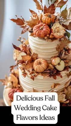 A beautifully decorated fall wedding cake featuring autumn colors and seasonal flavors like spiced apple, pumpkin, and caramel. Fall Wedding Cake Ideas Autumn, Big Cake Design, Wedding Fall Cake, Fall Engagement Cake, Fall Wedding Cakes Rustic, Autumnal Wedding Cake, Wedding Cakes For Fall, Fall Wedding Cake Flavors, Small Fall Wedding Cakes Autumn