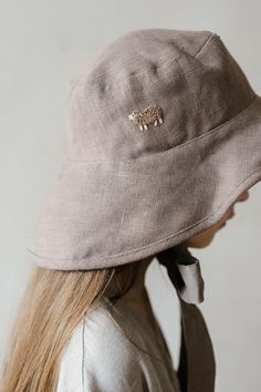 Girl Linen Sun Hat Paloma Optional Embroidery - Etsy Summer Embroidered Beige Hat, Embroidered Bucket Hat For The Beach, Embroidered Cotton Sun Hat For Beach, Dyed Linen, European Linens, Organic Linens, Beach Hat, Summer Hats, Linen Clothes