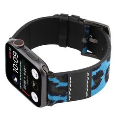 Apple watch bands designer leopard print pattern leather straps, blue, brown, pink, black, red, women, black adaptor, connector, buckle, clasp, 38mm, 40mm, 42mm, 44 mm, series 4 3 2 1, best luxury, fashion, best, new arrivals,  beautiful, outfit, jewelry, products, watchbands, buy, brand name, designers, cuff, bracelet, strap, iwatch, jewelry, unique, iwatch design #applewatchbands #applewatch #apple for her, ladies, feminine, products, smartwatch, original, best, top, reviews, replacement sale Trendy Blue Apple Watch Band With Bracelet Strap, Adjustable Blue Leather Apple Watch Band, Trendy Adjustable Blue Apple Watch Band, Trendy Blue Watch With Bracelet Strap, Trendy Blue Watch Bracelet Strap, Modern Blue Rectangular Apple Watch Band, Blue Rectangular Bracelet Strap Apple Watch Band, Adjustable Blue Leather Watch Band, Men Feminine