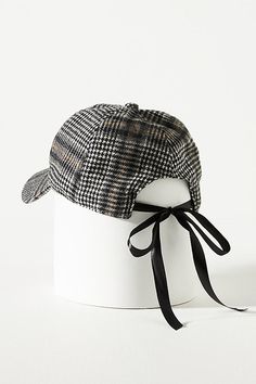 Polyester, viscose, cotton, acrylic, nylon, wool Spot clean Imported | Plaid Bow Baseball Cap by Anthropologie in Grey, Women's, Polyester/Cotton/Nylon Hat Trends, Bow Diy, Hat With Bow, Nyc Shopping, Candles For Sale, Plaid Bow, Diy Bow, Wellness Gifts, Dress Jewelry