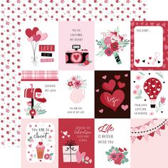 12x12 Patterned Paper. Printed two sides on 65lb Accent Opaque Cardstock. Alphabet Sticker, Lori Whitlock, Valentine Bouquet, Echo Park Paper, Doodlebug Design, Journaling Cards, Mini Scrapbook Albums, Echo Park, Specialty Paper