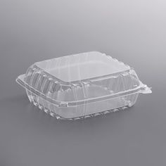 a plastic container with no lid on a gray background