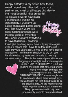 a birthday card with the words happy birthday written in pink and white on black background