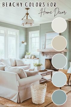 Beachy Colors for Home Decor (With Paint Colors & Hex Codes) Coastal Paint Colors Sherwin Williams, Colors Hex Codes, Boho Coastal Living Rooms, Beach House Paint Colors, Beach House Color Palette, Mint Color Palettes, Coastal Paint Colors, Coastal Paint, Beach House Colors