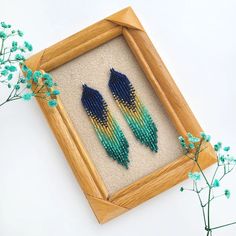 Navy blue gold & green seed bead earrings Chandelier earrings - Etsy Украина Fringe Dangle Beaded Earrings For Gift, Gift Beaded Fringe Drop Earrings, Beaded Fringe Drop Earrings As Gift, Fringe Beaded Dangle Earrings As A Gift, Fringe Earrings With Round Beads As Gift, Dangle Earrings With Beaded Fringe As Gift, Dangle Beaded Earrings With Fringe For Crafting, Tassel Beaded Drop Earrings As Gift, Tassel Beaded Drop Earrings For Gift