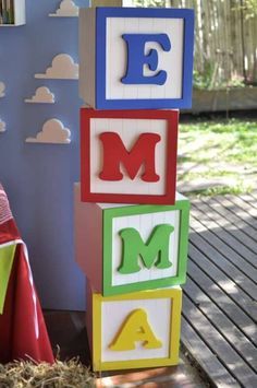 the letters are made out of wooden blocks