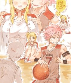 some anime characters are playing basketball together