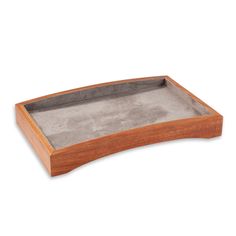 a wooden tray with concrete in the middle on a white background for use as a serving tray