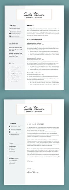 two professional resume templates, one in white and the other in orange