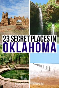 the best places to visit in oklahoma, washington and idaho with text overlay that reads 25 secret places in oklahoma