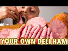 the man is eating his own deli ham