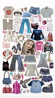 a collage of clothes, shoes and handbags is shown in this image with the caption's name