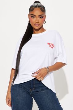 Available In White. Tshirt Crew Neck Short Sleeve Front and Back Screen Disclaimer: Due To The Screen Printing Process A Difference In Saturation May Occur. Each Garment Is Unique. 100% Cotton Imported | Viva Las Vegas Oversized Tee Shirt in White size XL by Fashion Nova