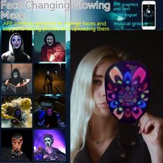 Halloween Face Masks Full Color LED Luminous Mask Face Changing Mask P – Super products Halloween Birthdays, Face Change, Candle Canvas, Party Bar, New Year's Eve Party