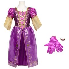 Now you can look just like your favorite Disney Princess, with the Majestic Collection Rapunzel Dress! The majesty is in the details: nothing says royalty like deluxe fabrics, jewel tones and exquisite accessories. The dress cameo features a beautiful silhouette of Rapunzel and the bracelet includes the special Sun icon. You're ready to take on the world and rule any kingdom while wearing the Majestic Rapunzel Dress, Gloves and Bracelet! Gender: female. Princess Rapunzel Dress, Majestic Dress, Elena Of Avalor Dress, Tangled Dress, White Gown Dress, Tiana Dress, Favorite Disney Princess, Light Up Costumes, Alice Costume