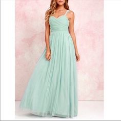 Lulus Kind Of Sunday Dress - Seafoam Green Maxi Nwt Size Small Perfect Condition Turquoise Prom Dress, Sage Green Maxi Dress, Mint Bridesmaid Dresses, Sunday Kind Of Love, Sweetheart Bridesmaids Dresses, Under Your Spell, Sunday Dress, Spaghetti Strap Prom Dress, Pale Aqua