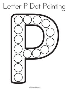 the letter p dot painting worksheet is shown in black and white with dots on it