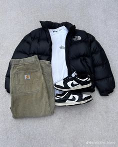 North Face Puffer Jacket Outfit, Streetwear Winter Outfits, Tomboy Stil, Black Men Fashion Urban, Mens Casual Outfits Summer, Dope Outfits For Guys, Carhartt Pants