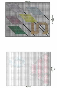 two cross stitch patterns with different colors