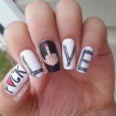 Valentines day nails!! ❤🔫 Valentine Nail Art, Edgy Nails, Nail Designs Valentines, Dope Nails, Valentine's Day Nails, Best Acrylic Nails, Valentines Nails, Cute Acrylic Nails