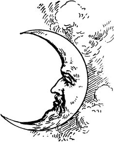 a drawing of a man's face on the moon