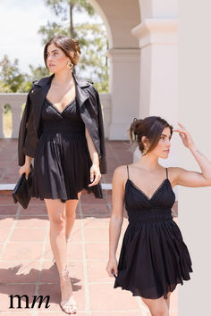 Step out in style and feel confident with the Susie Mini Dress! This sleeveless black dress features a flattering v neckline with a delicate lace trim and a ruched waist, perfect for accentuating your curves. Pair with heels and a clutch for a girls night out. Neutral Dresses, Getaway Dress, Sleeveless Black Dress, Floral Dress Design, Bachelorette Party Dress, Dresses Date Night, Bachelorette Dress, Mini Dresses Online, Mini Dress Black