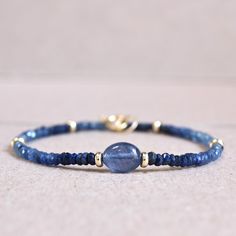 14K Solid Gold: Blue Sapphire Beaded Bracelet, Gold Beaded Bar Bracelet, Dainty Blue Precious Gemstone Bracelet, Fine Jewelry, Genuine - Etsy Adjustable Sapphire Jewelry With Birthstone, Round Sapphire Bracelet, Dainty Blue Rondelle Jewelry, Blue Birthstone Bracelets In Fine Jewelry Style, Adjustable Yellow Gold Sapphire Jewelry, Handmade Yellow Gold Sapphire Jewelry, Elegant Sapphire Faceted Bracelets, Blue Birthstone Bracelets Fine Jewelry, Blue Gemstone Bracelets For Everyday Wear