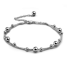 PRICES MAY VARY. NICKEL-FREE/HYPOALLERGENIC - Bracelet and anklets Made of 92.5% pure silver, is a great choice for individuals with very sensitive skin. One of the brightest metals in the world, sterling silver gives jewelry a brilliant shine. adds a touch of gorgeousness to your daily look the i the ankle on a shimmering chain. creating a modern and polished look For Fashion & elegant Female . It is the perfect bracelet and anklets for everyday wear, whether it's casual jeans - T-shirts-skirt Anklets Silver, Anklets Jewelry, Anklet For Women, Women Anklets, Bracelet Simple, Sterling Bracelets, Silver Bells, Foot Jewelry, Ankle Bracelet