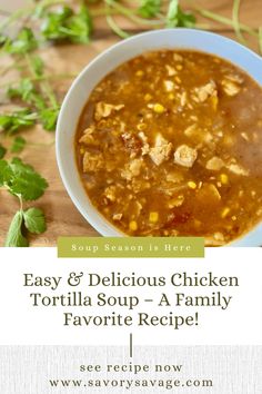 easy and delicious chicken tortilla soup - a family favorite recipe from www savorysanyage com