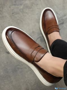 OrcaJump - PU Leather Loafers - Stylish and Comfortable Footwear Brown Loafers With Rubber Sole, Medium Width, Leather Loafers, Comfortable Shoes, Pu Leather, Loafers, Street Wear, Leather, How To Wear