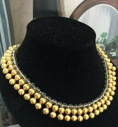 Vtg Robert Lee Morris Gold tone Crystal Beaded Necklace couture designer Runway | eBay