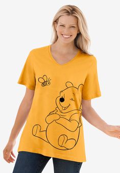 Disney characters in our bestselling Perfect Tee fit! This soft short-sleeve cotton V-neck comes in a roomy fit for a great everyday feel. Find your new Winnie The Pooh Honey Pot, Pooh Honey Pot, Disney Prices, Winnie The Pooh Honey, Plus Size Disney, Disney Shop, Honey Pot, Swimsuits For All, Disney Ladies