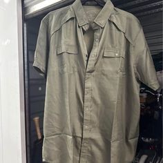 Green Man Button Down Short Sleeve New Khaki Short Sleeve Shirt With Button Closure, Khaki Short Sleeve Button-up Shirt, Casual Khaki Button-up Short Sleeve Shirt, Grunt Style Shirts, Man Shirt, Grunt Style, Button Down Short Sleeve, Green Man, Casual Button Down Shirts