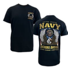 Represent your Navy pride loudly with this all new boldly designed U.S. Navy Gold Eagle Anchors Aweigh T-Shirt!! 100% Cotton Preshrunk jersey t-shirt Tear-away labels Made in Honduras Honor Courage Commitment, Anchors Aweigh, Navy Anchor, Gold Eagle, U S Navy, United States Navy, Navy Gold, Anchors, Honduras