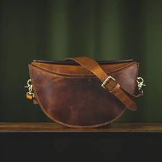 Leather Half-Moon Shoulder Bag for just $195.00 Leather Bags With Round Handle For Gifts, Saddle Shoulder Bag With Detachable Handle For Everyday Use, Leather Saddle Bag With Leather Handles, Brown Bag With Round Handle Gift, Usa Bag, Italian Bags, Brown Leather Handbags, Scarf Sale, Top Grain Leather